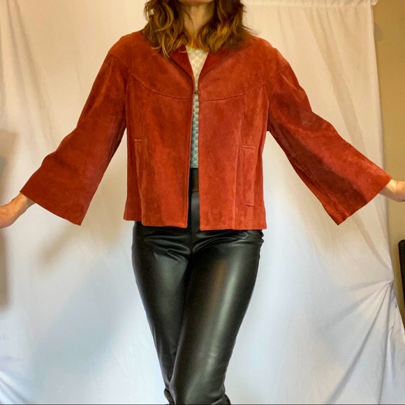Vintage Suede Boxy Cropped Coat M/L - Picture 1 of 15